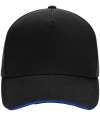 B15C Beechfield Ultimte Sandwich Peak Cap Black / Bright Royal colour image